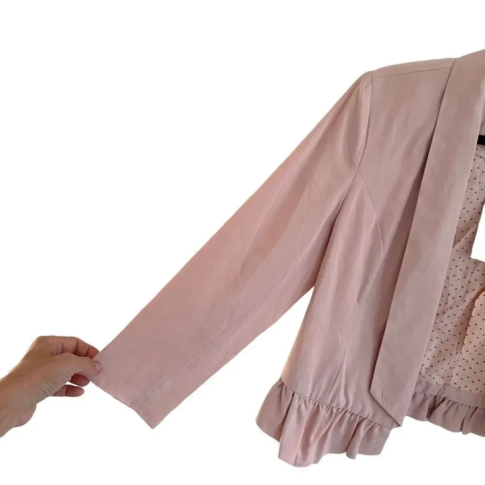 ANTHROPOLIGIE Cartonnier Peplum Blazer Jacket Dusty Rose Pink XS